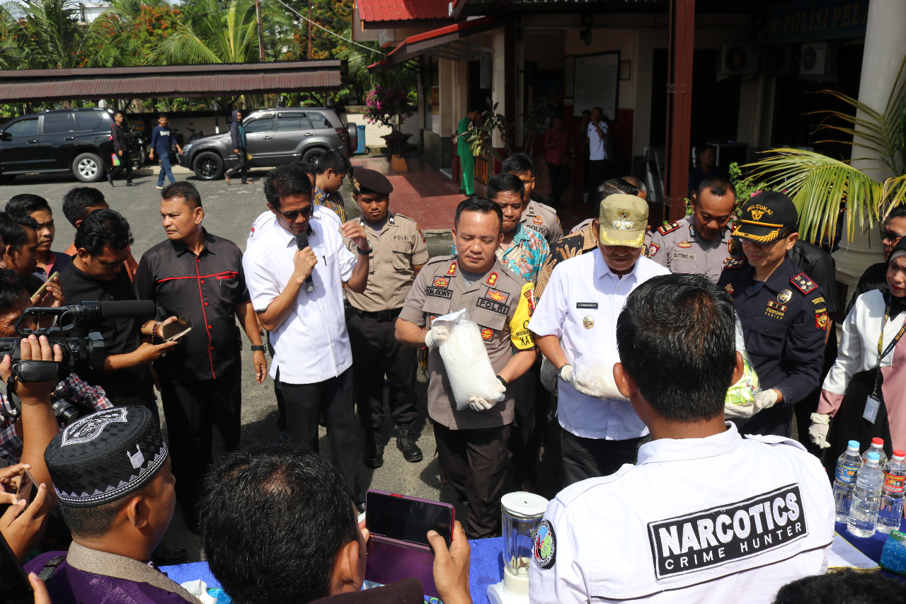 Kapolres Inhil Release Pemusnahan Barang Bukti Narkoba 